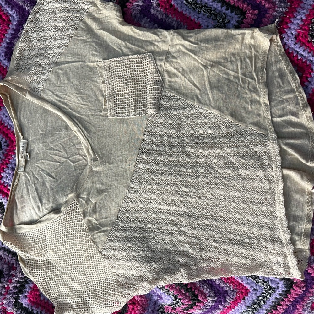 Rewind Cream Textured Short Sleeve Top